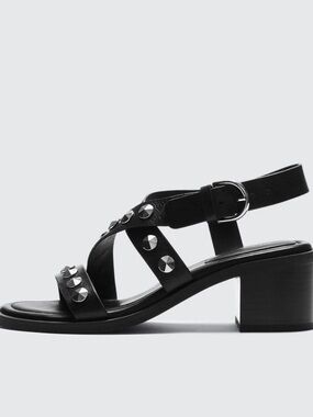 Rag and Bone Leather Studded Block Heel Sandal - Black
